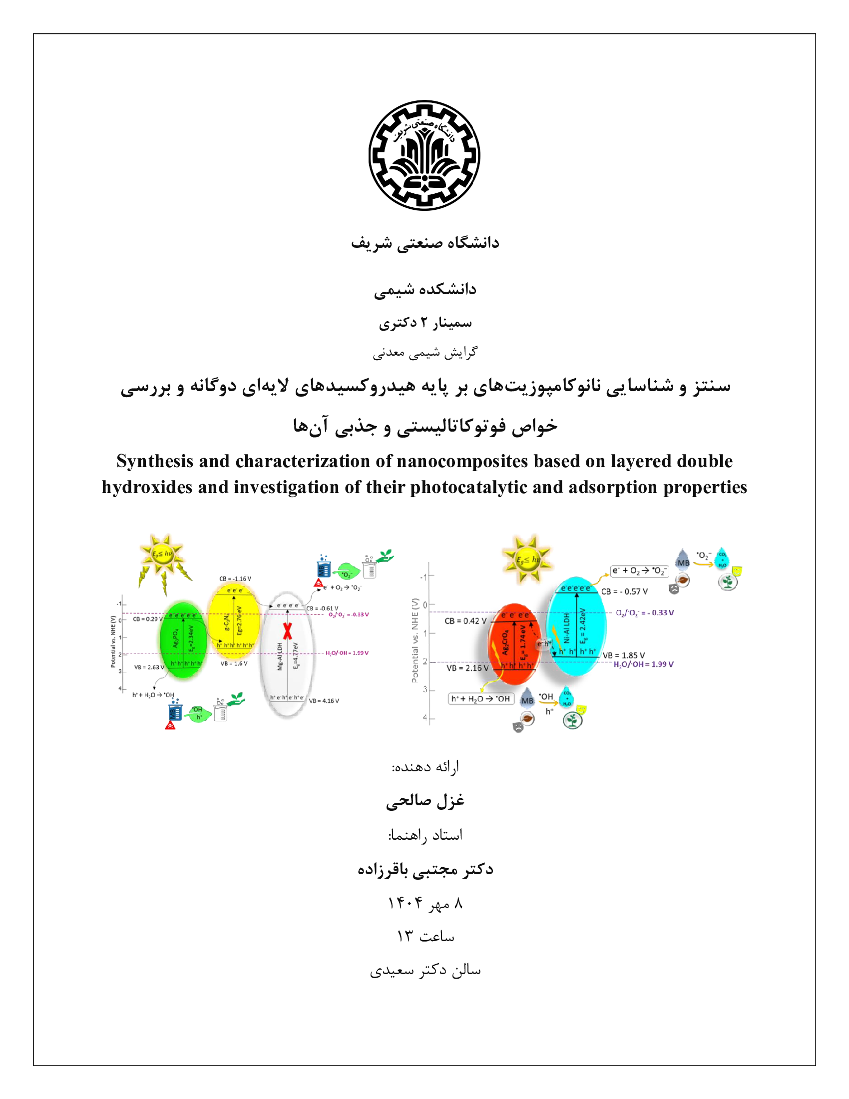 سمینار 2 دکتری گرایش شیمی معدنی